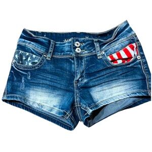 Almost Famous Patriotic Blue Jean Shorts
